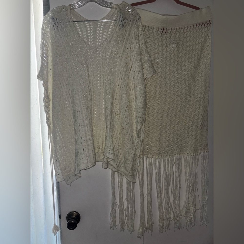 Elegant Cream Knit Sweater 2pc set